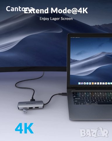 MAVINEX USB C хъб 8 в 1, 4K HDMI, USB C, USB 3.0, 2хUSB 2.0, SD/Micro SD четец на карти, 100 W USB , снимка 5 - Други - 37803847