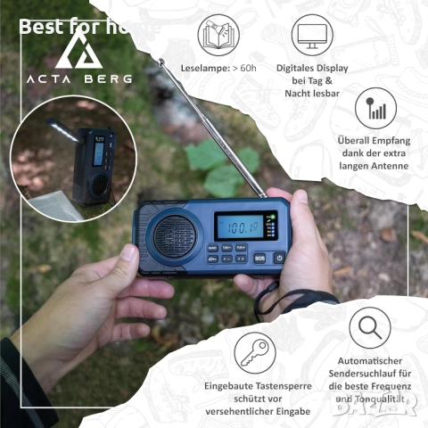 Аварийно радио със соларно и манивела захранване, снимка 4 - Радиокасетофони, транзистори - 52694379