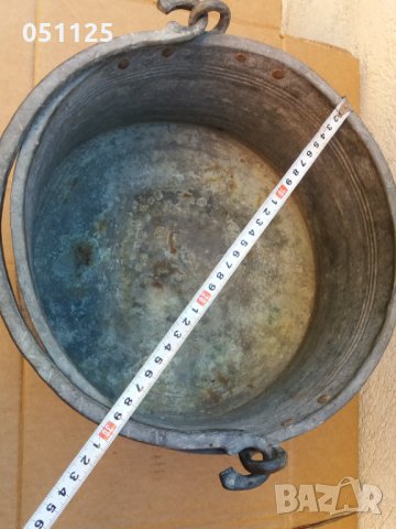 голям кован бакър, менче , котел - 12 литра калайдисан , снимка 8 - Антикварни и старинни предмети - 33104805