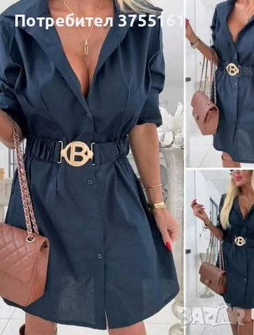 Рокля риза с колан Различни цветове 