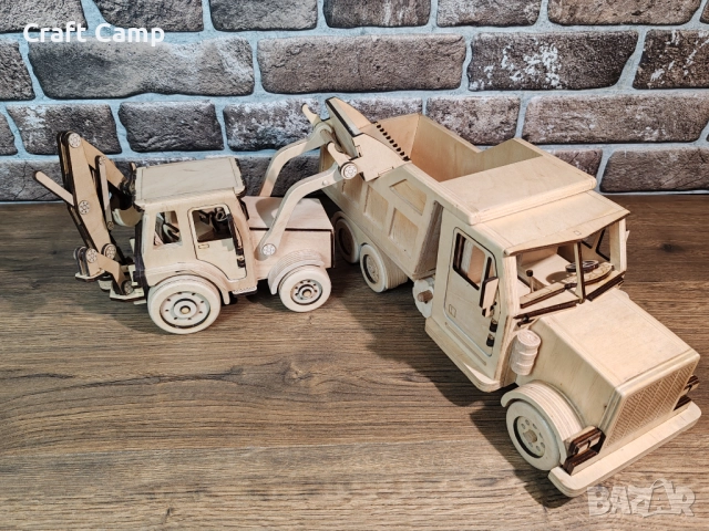 Комплект дървени модели – Багер и Самосвал – Craft Camp, снимка 9 - Коли, камиони, мотори, писти - 52738765