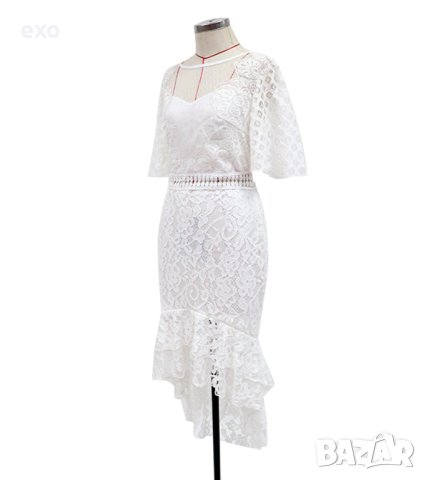 Елегантна рокля дантела, Дантелена рокля, Бяла дантелена рокля, снимка 3 - Рокли - 43243678