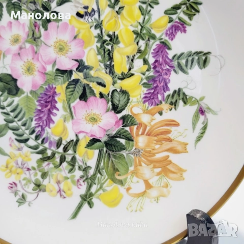 Декоративна порцеланова чиния Caverswall от колекцията WILDFLOWERS., снимка 4 - Други ценни предмети - 52058899