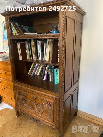 Шкаф масив, библиотека, стелаж, Дърворезба, дъб, Бретон стил, снимка 1