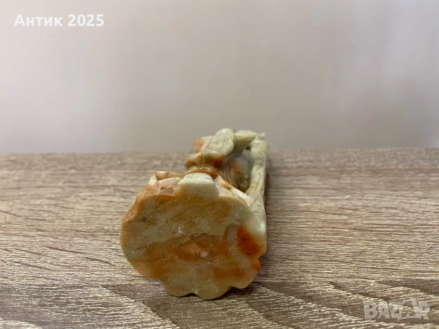 Каменна фигурка на старец, ръчна резба, приблизително XIX век, снимка 4 - Антикварни и старинни предмети - 52490876