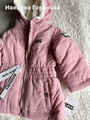 Двулицево детско зимно яке DKNY Jeans, нов внос, р-р 86-92см. , снимка 3 - Бебешки якета и елеци - 52792806