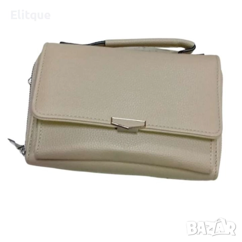 Стилна и компактна к. дамска чанта за през рамо с дълга дръжка.