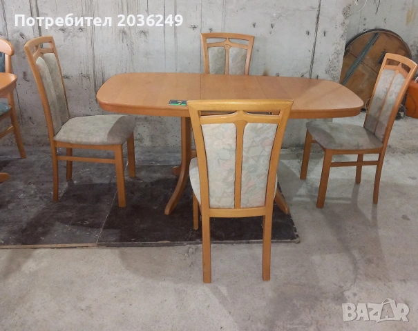 Комплект масивна разтегателна маса с 4 стола, снимка 2 - Маси - 53445486