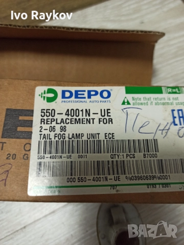 Задни светлини за мъгла за Peugeot 206 Hatchback , 550-4001N-UE, снимка 4 - Части - 52021452