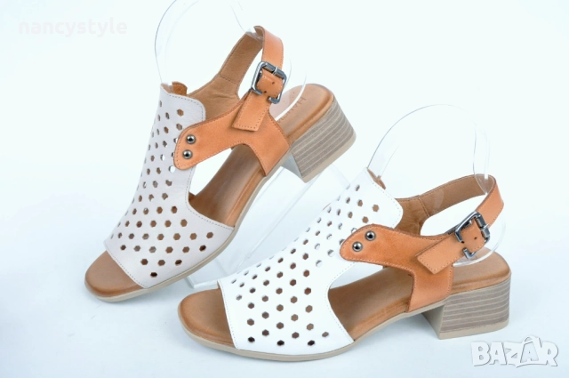 СЕЗОН'25! Ефектни дамски сандали нисък ток - Два цвята, снимка 1