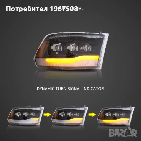 Комплект LED MATRIX фарове с динамични мигачи за Dodge Ram 2009 - 2018, снимка 3 - Части - 47551611