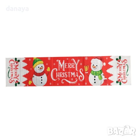4269 Коледен тишлайфер за маса Merry Christmas, 180x34cm, снимка 6 - Покривки за маси - 43310567