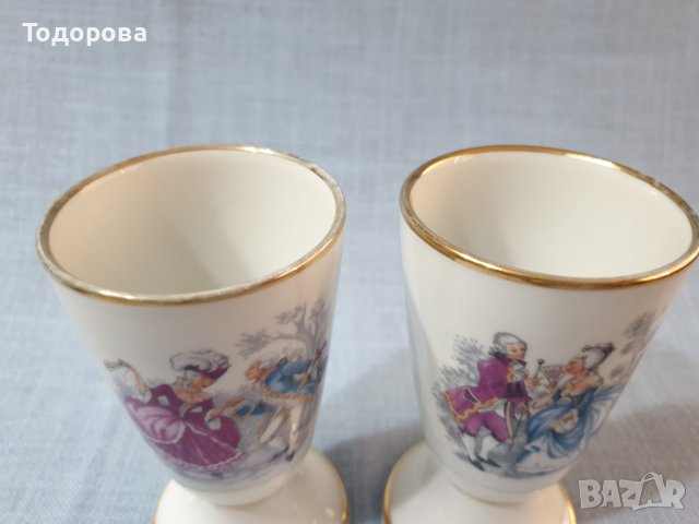 Старинни френски порцеланови чаши Decors de Paris - чаши 2 броя, снимка 2 - Чаши - 43683977
