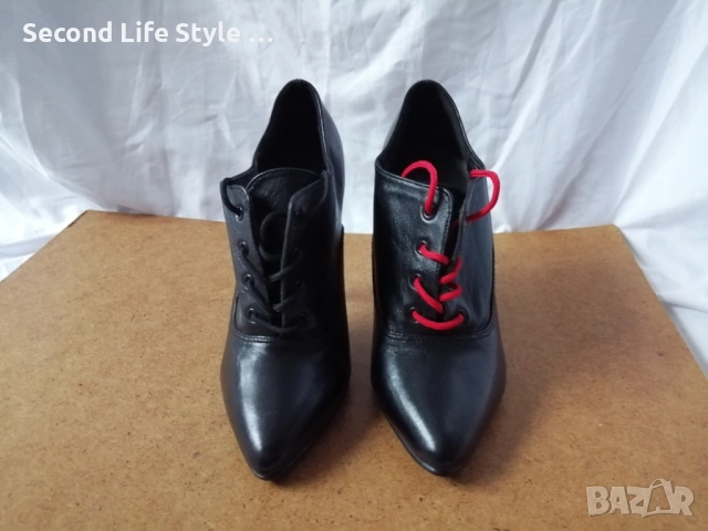 №36 Pleaser дамски обувки естествена кожа - висок ток, черен цвят, снимка 5 - Дамски елегантни обувки - 53139691