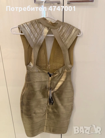 Златиста рокля С-М Нова, снимка 2 - Рокли - 53600259
