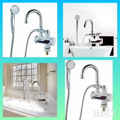 Нагревател за вода, 2 в 1 + душ слушалка, вертикален - 3000W, Бял