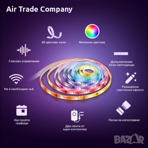 Безжична многоцветна LED лента TP-Link Tapo L930, 10 метра, снимка 7 - Лед осветление - 51568100