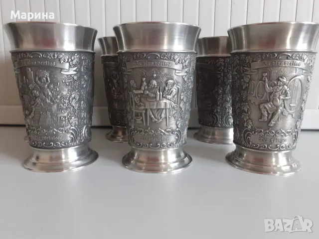 ЗАПАЗЕНО Чаши за вино и ракия от калай, 110 мл. Antik*Vintage #26, снимка 1