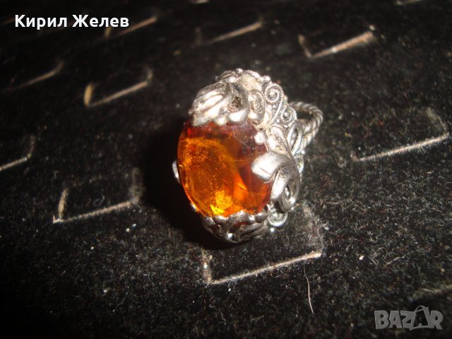 ВИНТИДЖ ПОСРЕБРЕН РЯДЪК АР-НУВО РЕТРО ПРЪСТЕН с ГОЛЯМ ФАСЕТИРАН ЦИТРИН РЪЧНА РАБОТА 20509, снимка 14 - Антикварни и старинни предмети - 32317898