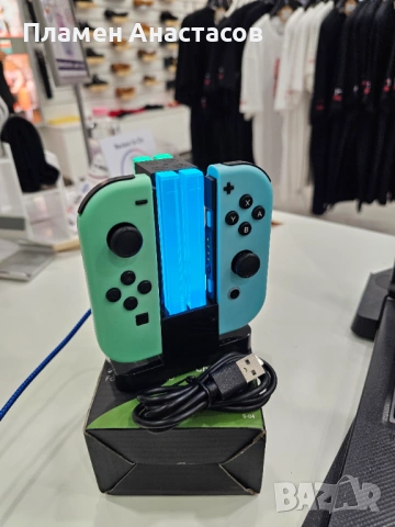 Зарядна станция Wenocally за Nintendo Switch + 2 безжични геймпада – RGB стойка, снимка 6 - Аксесоари - 53582370
