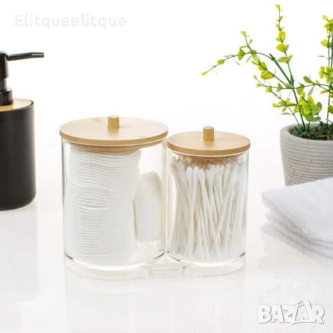 Стилен акрилен двоен органайзер с бамбуков капак, снимка 6 - Други стоки за дома - 52208100