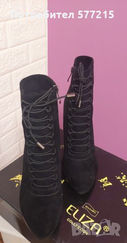 Черни боти от велур, снимка 3 - Дамски боти - 43308104