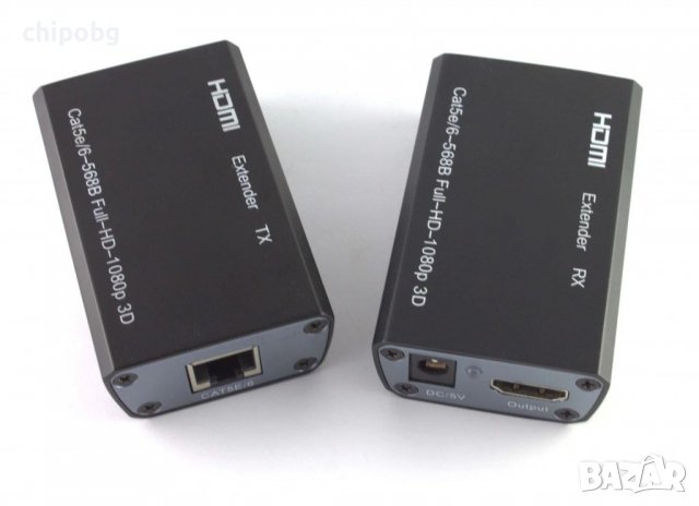 Удължител HDMI-CAT-HDMI 60M, черен, снимка 1