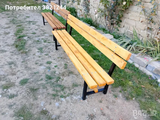 Пейка от прахово боядисан метален профил и иглолистна дървесина , снимка 3 - Градински мебели, декорация  - 47703119