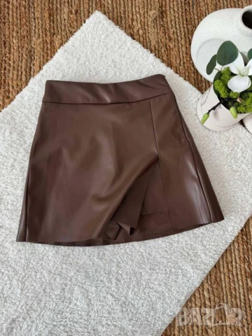 Пола панталон с шоколадово кафяв цвят  