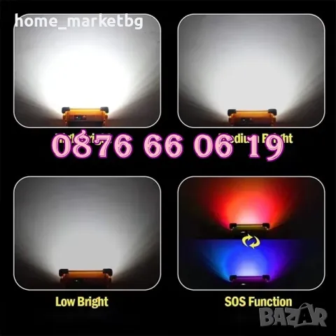 LED соларен прожектор 100W, LED Соларна къмпинг лампа 100W, размер 175х155 мм, снимка 6 - Къмпинг осветление - 50233794