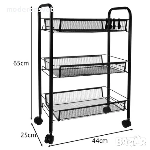 Мобилна кухненска метална етажерка 3 реда, снимка 4 - Органайзери - 49862143