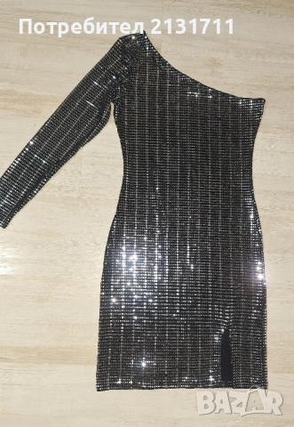 Къса рокля по тялото в сребристо , снимка 3 - Рокли - 52426746