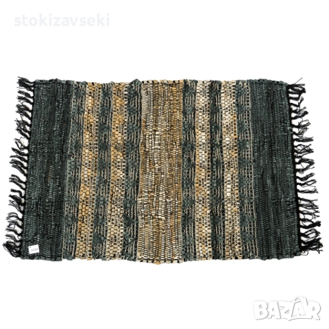 Килим тип черга с ресни, черно с бежово, 3 размера, снимка 10 - Килими - 53511558
