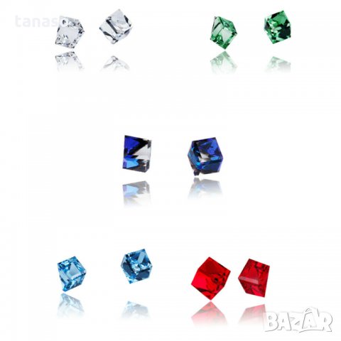 3 чифта миниатюрни обеци от кристални кубчета