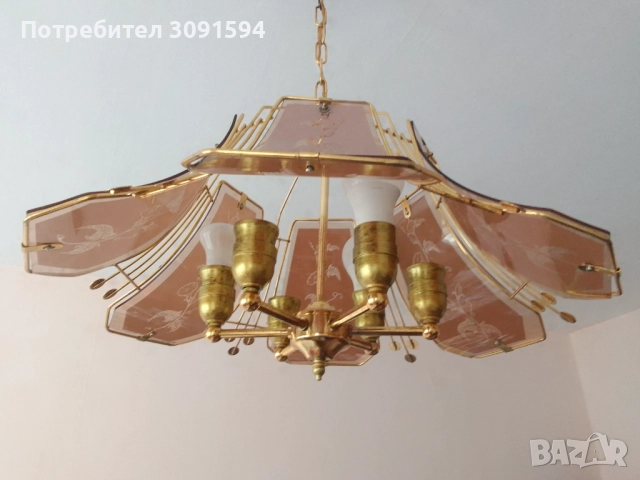 Винтидж полюлей месинг стъкло , снимка 2 - Антикварни и старинни предмети - 52037993