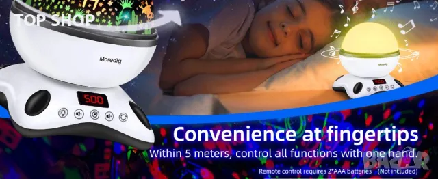 Детска прожекционна лампа с бели звуци Moredig и две плаки, снимка 8 - Мебели за детската стая - 48774397