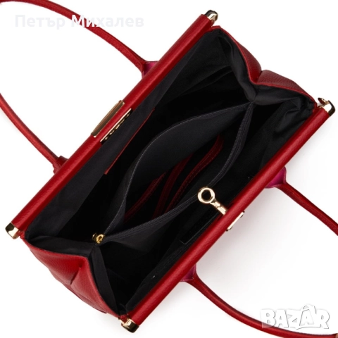 ЧАНТА ОТ ЕСТЕСТВЕНА КОЖА BIANCA, ЧЕРВЕНА, снимка 4 - Чанти - 51923138