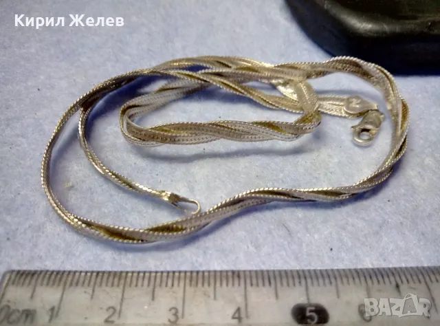 НЕЖНО ЛЕНТОВИДНО СРЕБЪРНО КОЛИЕ СРЕБРО 925 MADE in ITALY с БЯЛА ПОЗЛАТА - ЧАСТ от КОМПЛЕКТ 50139, снимка 7 - Колиета, медальони, синджири - 49378590