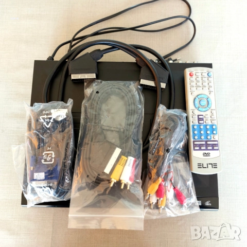 Продава DVD player Elite / ДВД плеър Елит с дистанционно и комплект кабели, снимка 8 - Плейъри, домашно кино, прожектори - 52074093