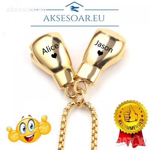 Синджир с висулка 2 мини боксови ръкавици колие хип-хоп верига спортни фитнес аксесоари бижута колие, снимка 7 - Колиета, медальони, синджири - 38283271