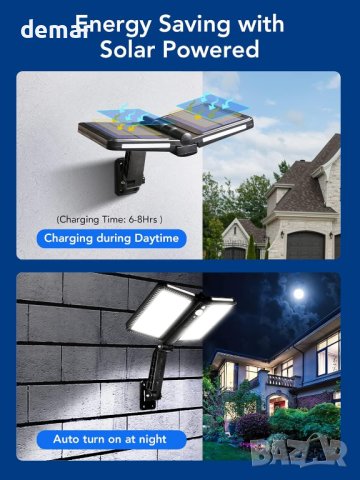 Moman Външна соларна лампа LED със сензор за движение, 5 режима , снимка 2 - Соларни лампи - 43761459