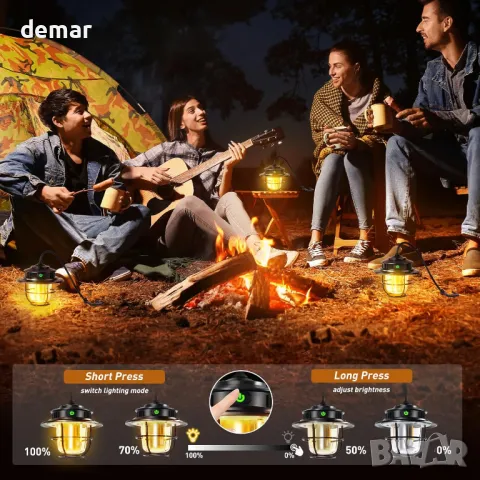 XRDZYXGS Лампа за къмпинг, акумулаторна 2000mAh 1000LM, водоустойчива с 6000mAh соларен панел, снимка 3 - Къмпинг осветление - 47432967