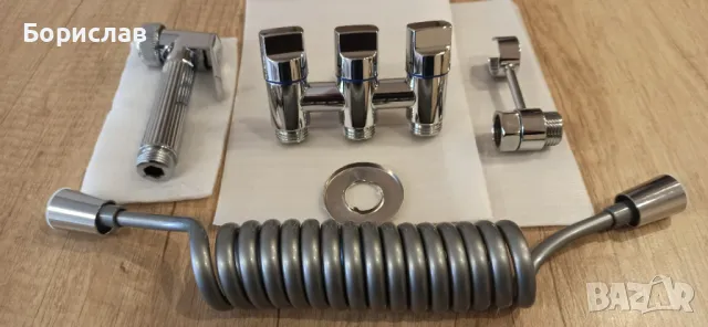 Хигиенен душ за тоалетна или биде с троен кран - 3 цвята, снимка 3 - Душове - 49845662