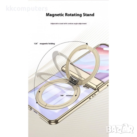 Калъф с протектор GKK за Honor Magic V Flip 2 – MagSafe, стойка и защита на пантата, електроплейтинг, снимка 5 - Калъфи, кейсове - 52144340