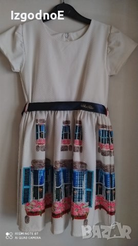 128 Савтекс бяла празнична рокля с прозорчета