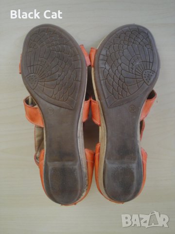 Оранжеви кожени дамски сандали със "златни" елементи, летни обувки, чехли, естествена кожа, снимка 17 - Сандали - 28419497