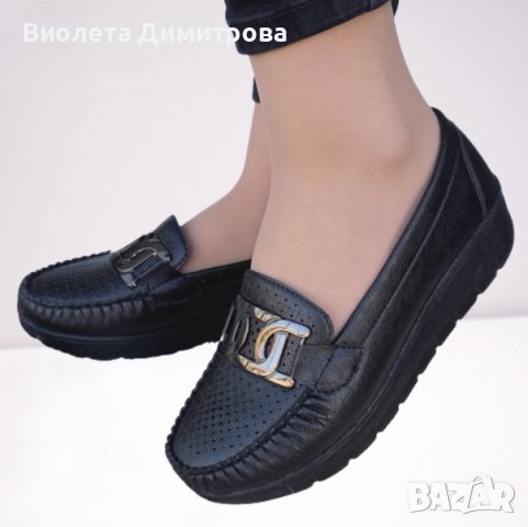  Дамски черни мокасини Ezel Shoes на платформа