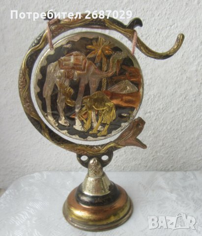 ГОНГ със змия и камила метал бронз месинг  - 2