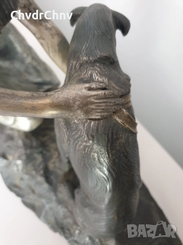 52см-6кг фигура на H.Fady/статуетка La Chasse Interrrompue/стара френска бронзова скулптура, снимка 8 - Антикварни и старинни предмети - 51455330