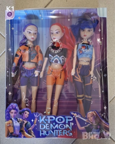 ОРИГИНАЛНИ! Музикален комплект 3 кукли K-POP Demon Hunters Rumi/Zoey/Mira 30см